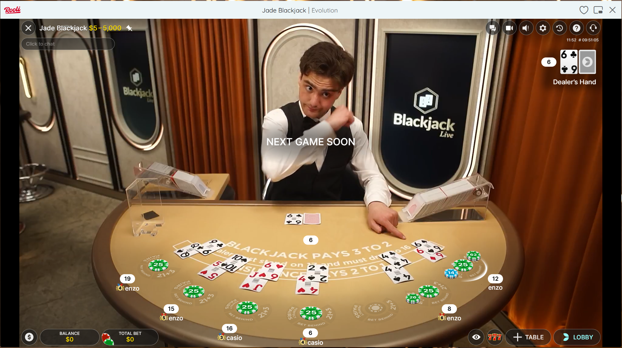 Blackjack at Rooli